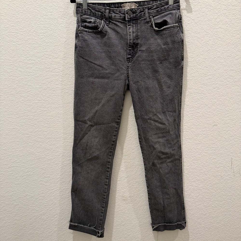 Free People Womens High Rise Skinny Jeans Washed Black Distressed Size 28